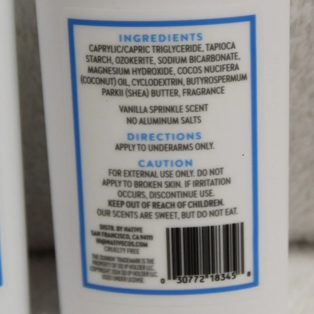 Native Dunkin Vanilla Sprinkle Deodorant 2.65oz‎ Paraben Free Aluminum Free - Picture 4 of 6